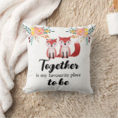 かわいいキツネが一緒に私のお気に入りの場所フローラ クッション (ブランケット)