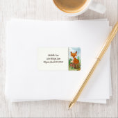 かわいいキツネがStump Woodlandアドレスに座る ラベル (インサイチュ)