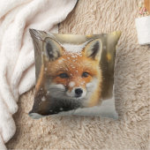 かわいいキツネで雪の冬 クッション (ブランケット)