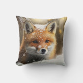 かわいいキツネで雪の冬 クッション (正面)