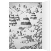 かわいいキツネとウサギの冬の雪景色 (内側 (左))