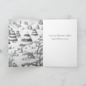 かわいいキツネとウサギの冬の雪景色 シーズンカード (内部)