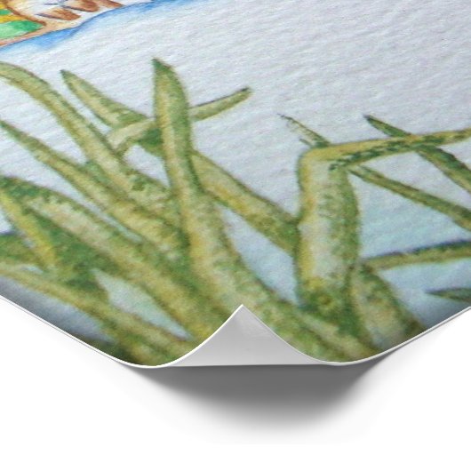 かわいいキツネとウサギの野生動物の雪景色 ポスター (角)