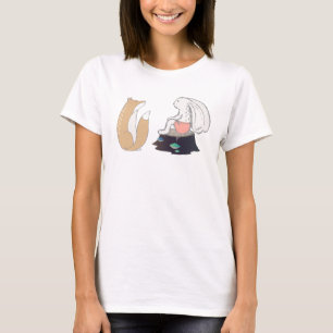 かわいいキツネとウサギイラストレーション Tシャツ