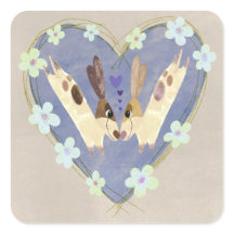 かわいいキツネとカーディナルの冬のステッカー