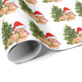 かわいいキツネとクリスマスツリーのホリデーシーズン ラッピングペーパー (ロールコーナー)