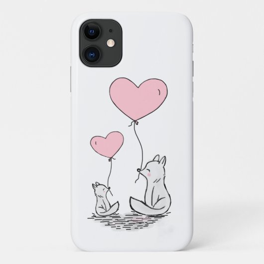 かわいいキツネとハートバルーンCase-Mate iPhone 11 Case-Mate iPhoneケース (裏面)