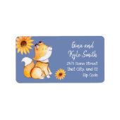 かわいいキツネとヒマワリカスタムの住所 シール (正面)