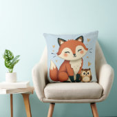 かわいいキツネとフクロウお洒落ウッドランドイラストレーション クッション (椅子)