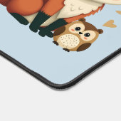かわいいキツネとフクロウお洒落ウッドランドイラストレーション デスクマット (コーナー)