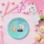 かわいいキツネとラビットウッドランドクリーチャースケッチ ペーパープレート (パーティー)