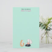 かわいいキツネとラビットウッドランドクリーチャースケッチ 便箋 (スタンド正面)