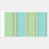 かわいいキツネと子供の名前の防水 ラベル (シート)