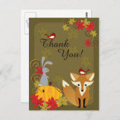 かわいいキツネと森林動物の秋ありがとう ポストカード (正面/裏面)