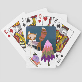 かわいいキツネと羊の冬のシーントランプ トランプ