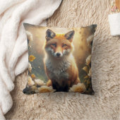 かわいいキツネと花 クッション (ブランケット)