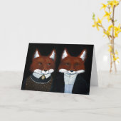 かわいいキツネのアメリカのゴシック記念日空白のカード カード (黄色い花)