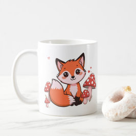 かわいいキツネのイラストとキノコのかわいいキャラクターアート コーヒーマグカップ