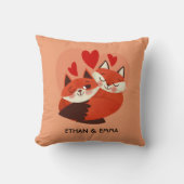 かわいいキツネのカップル バレンタインデー クッション (正面)