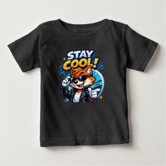 かわいいキツネのグラフィックTシャツ 子供用 コットン100％ ベビーTシャツ