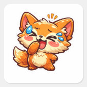 かわいいキツネのジョー スクエアシール (正面)
