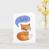 かわいいキツネのハローカード カード (黄色い花)