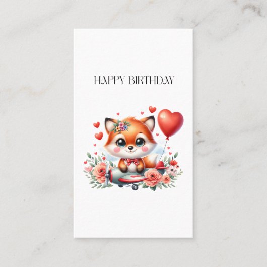 かわいいキツネのパイロットの誕生日 コーリングカード (正面)