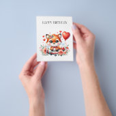 かわいいキツネのパイロットの誕生日 チラシ (手)