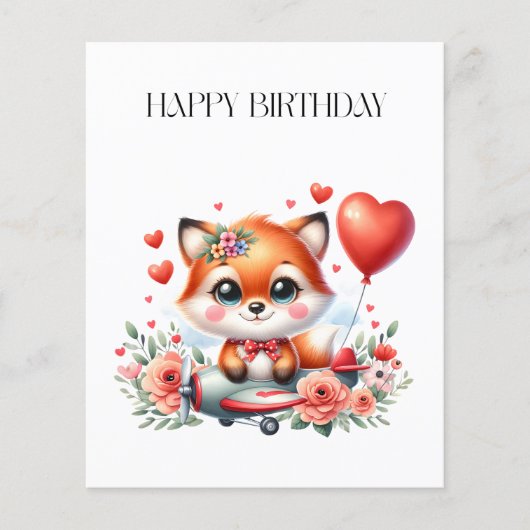 かわいいキツネのパイロットの誕生日 チラシ (正面)