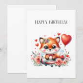 かわいいキツネのパイロット 誕生日 (正面/裏面)