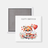 かわいいキツネのパイロット 誕生日 マグネット (正面/裏面)