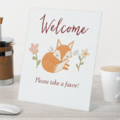 かわいいキツネのベビーシャワー 台座サイン (インサイチュ)