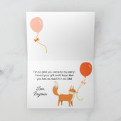 かわいいキツネのモダンな子供の誕生日パーティーお礼カード サンキューカード (内部)