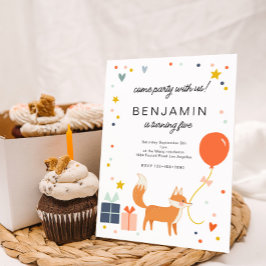 かわいいキツネのモダンな子供の誕生日招待状 招待状