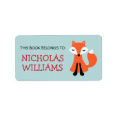 かわいいキツネの動物の蔵書票本 ラベル (正面)