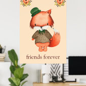 かわいいキツネの友達と永遠に ボーイズルーム 赤ちゃんの寝室 ポスター (ホームオフィス)