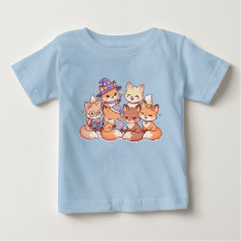 かわいいキツネの友達 キッズTシャツ ベビーTシャツ