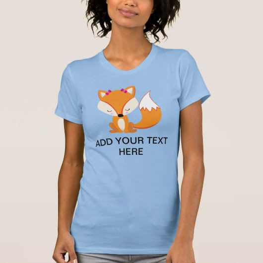 かわいいキツネの女の子カスタムテキストストーン Tシャツ (正面)