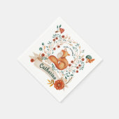 かわいいキツネの森のフローラの赤ちゃんシャワー スタンダードカクテルナプキン (角)