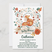 かわいいキツネの森のフローラ赤ちゃんシャワー招待状 招待状 (正面)