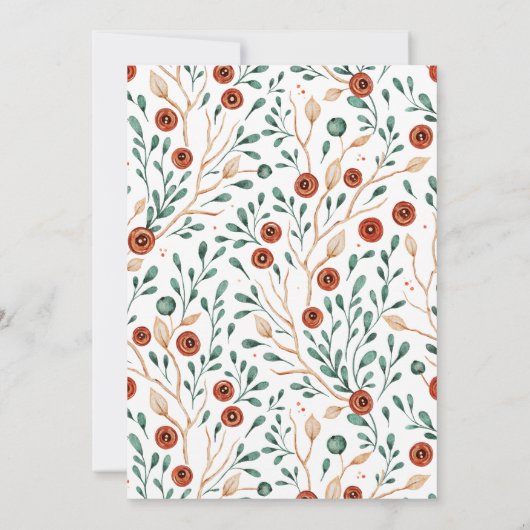 かわいいキツネの森のフローラ赤ちゃんシャワー招待状 招待状 (裏面)