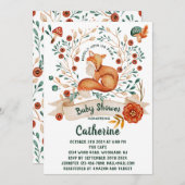 かわいいキツネの森のフローラ赤ちゃんシャワー招待状 招待状 (正面/裏面)