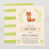 かわいいキツネの森のベビーシャワー 招待状 (正面/裏面)