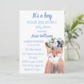 かわいいキツネの森の動物の素朴な男の子のシャワーⅠ 招待状 (スタンド正面)