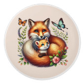かわいいキツネの森の動物 セラミックノブ (正面)