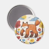 かわいいキツネの森の動物 マグネット (正面/裏面)