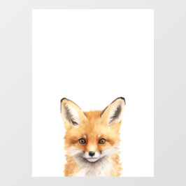 かわいいキツネの水色のポートレート ウィンドウサイン