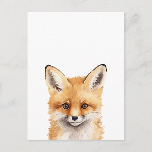 かわいいキツネの水色のポートレート ポストカード (正面)