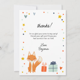 かわいいキツネの現代子供パーティーお礼 サンキューカード