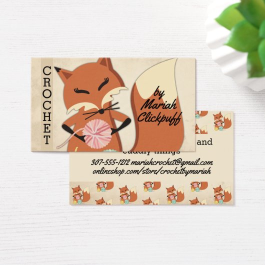 かわいいキツネの糸編み物クロチェットホームズパン (デスク)